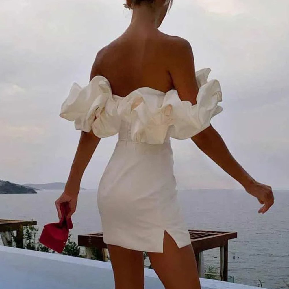 Women's Satin Off-Shoulder Strapless Bodycon Mini Party Dress