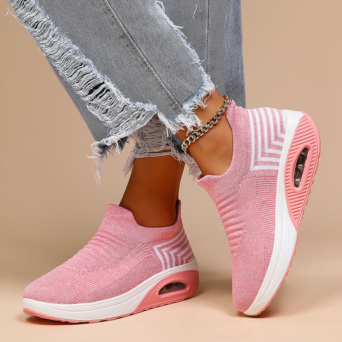 Women's Chunky Knit Platform Slip-On Trainers