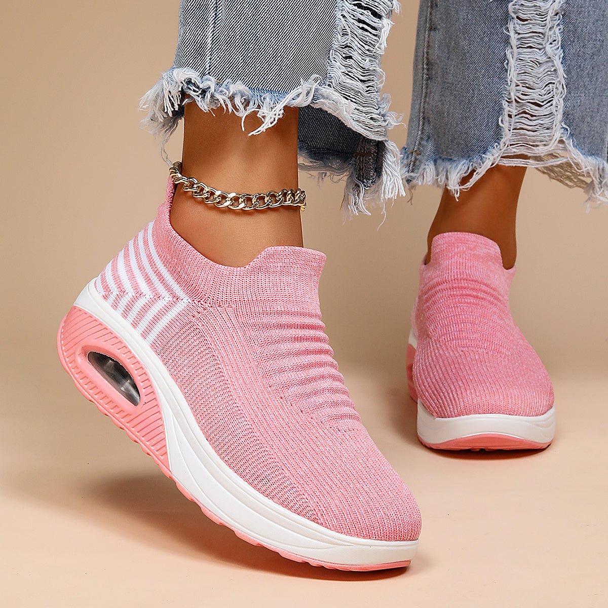 Women's Chunky Knit Platform Slip-On Trainers