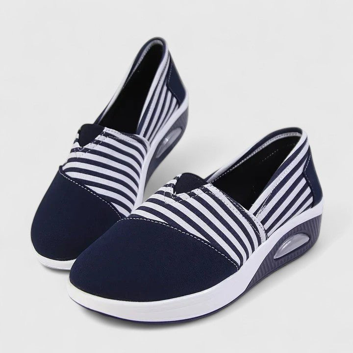 Women's Striped Slip-On Platform Wedge Trainers