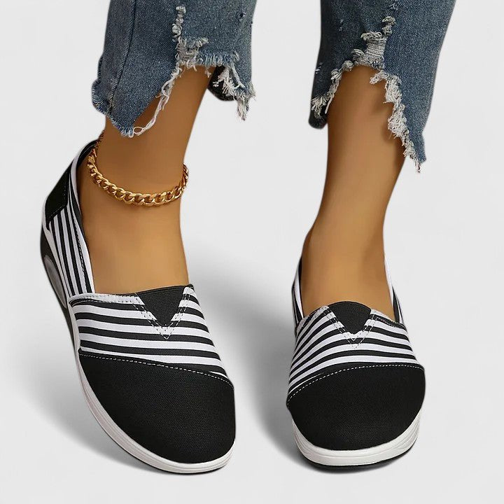 Women's Striped Slip-On Platform Wedge Trainers