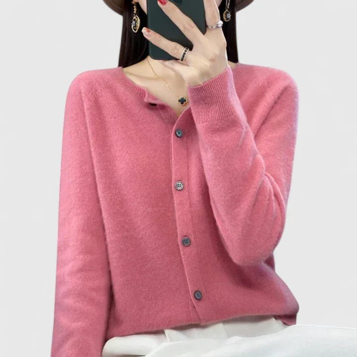 Women's Cropped Wool Cardigan - Pink