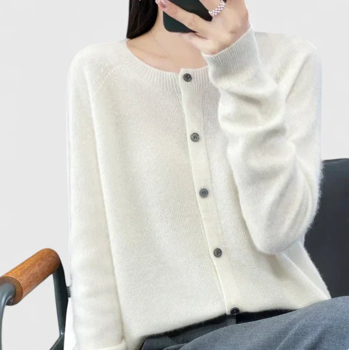 Women's Cropped Wool Cardigan - White