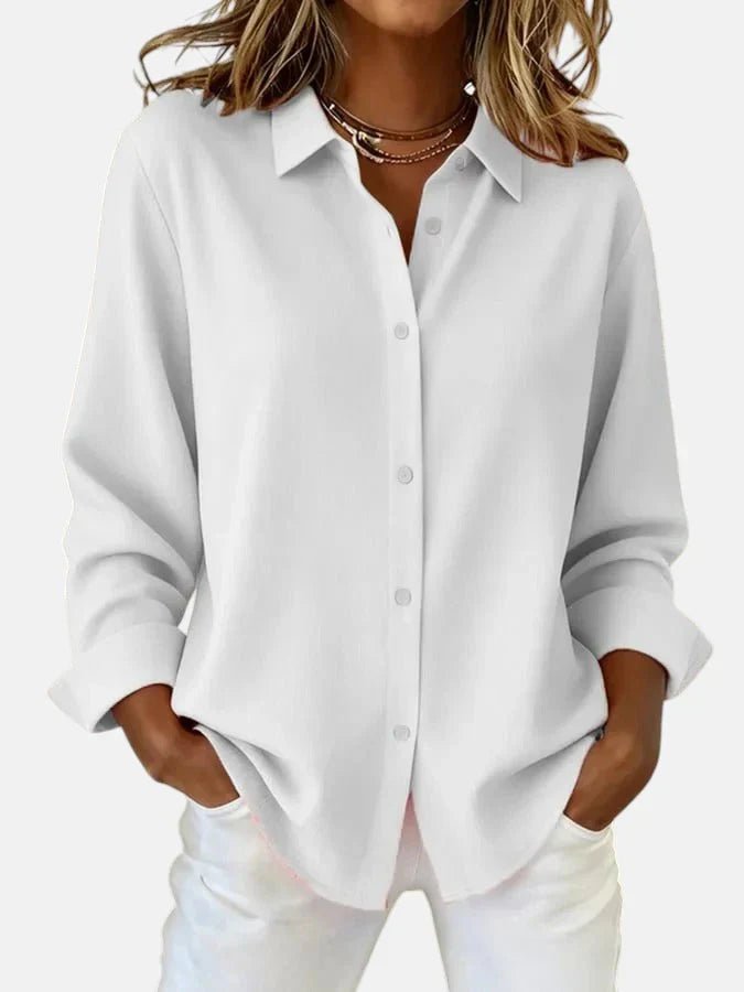 Women's Oversized Long Sleeve Blouse - White