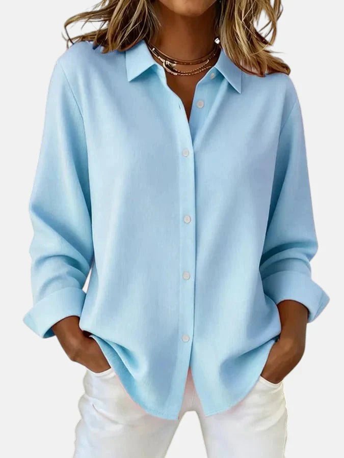 Women's Oversized Long Sleeve Blouse - Blue