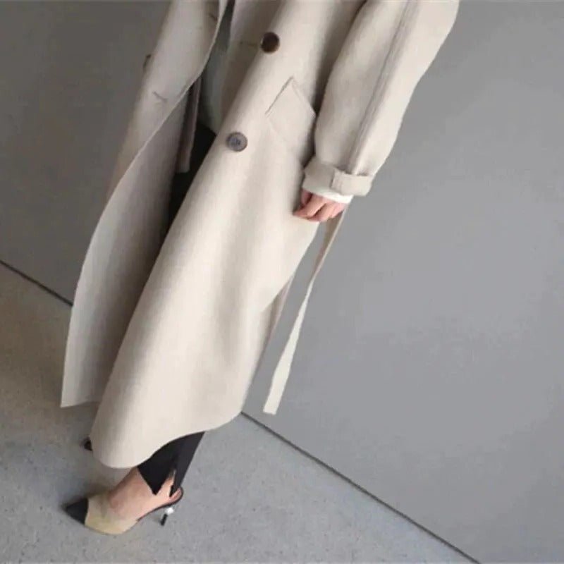 Women's Oversized Wrap Belted Longline Wool Coat