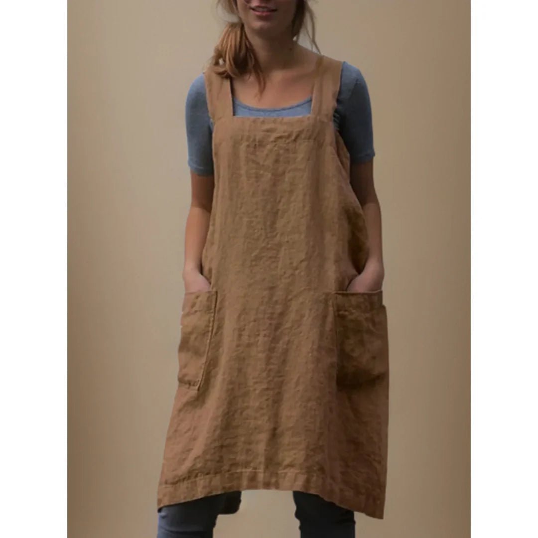 Women's Midi Pinafore Dress - Khaki