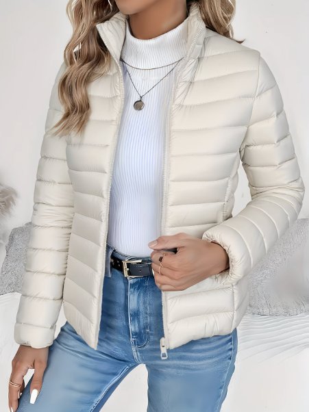 Women's Slim Puffer Jacket - Cream