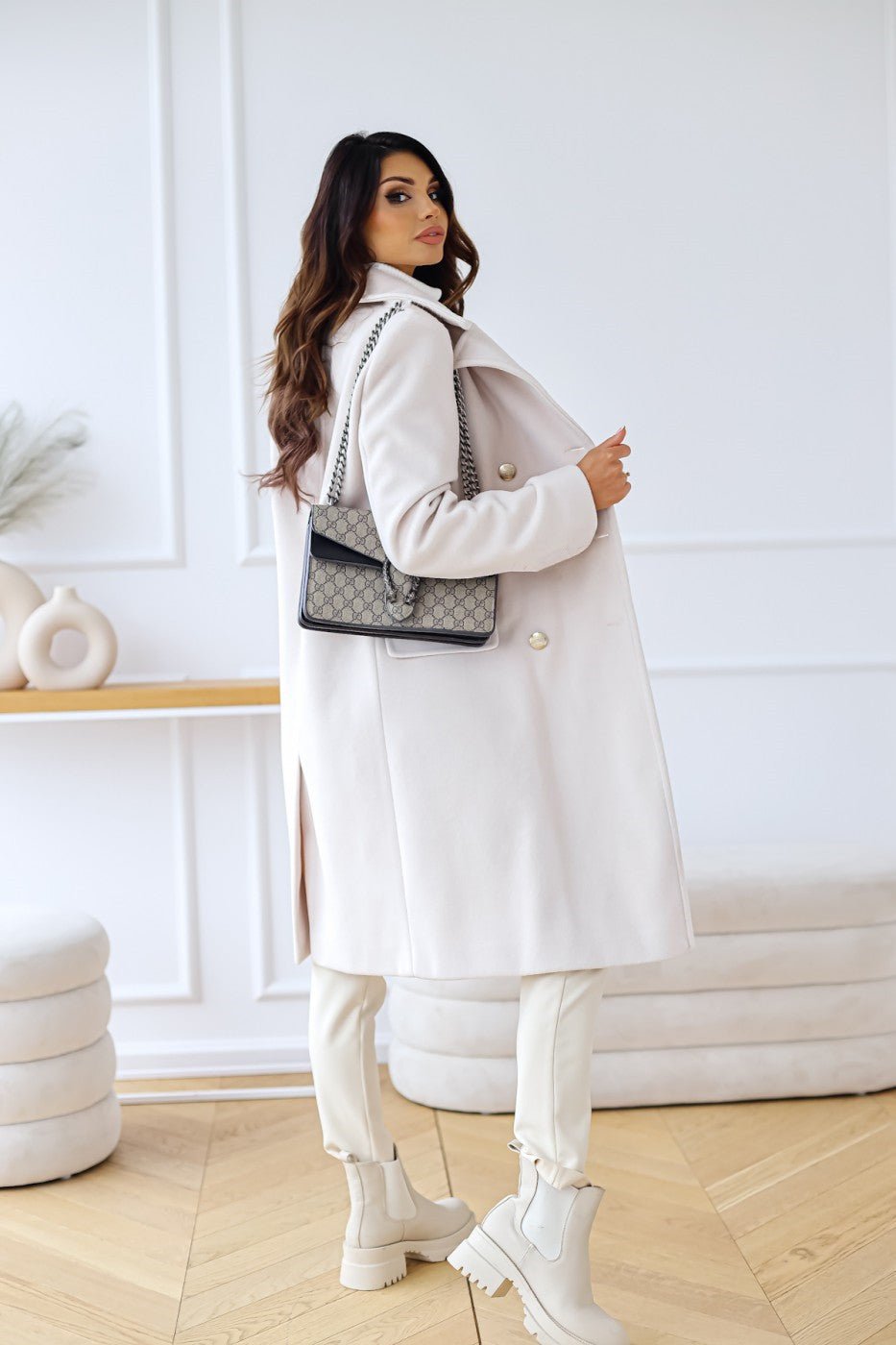 Women's Double-Breasted Belted Longline Wool Coat