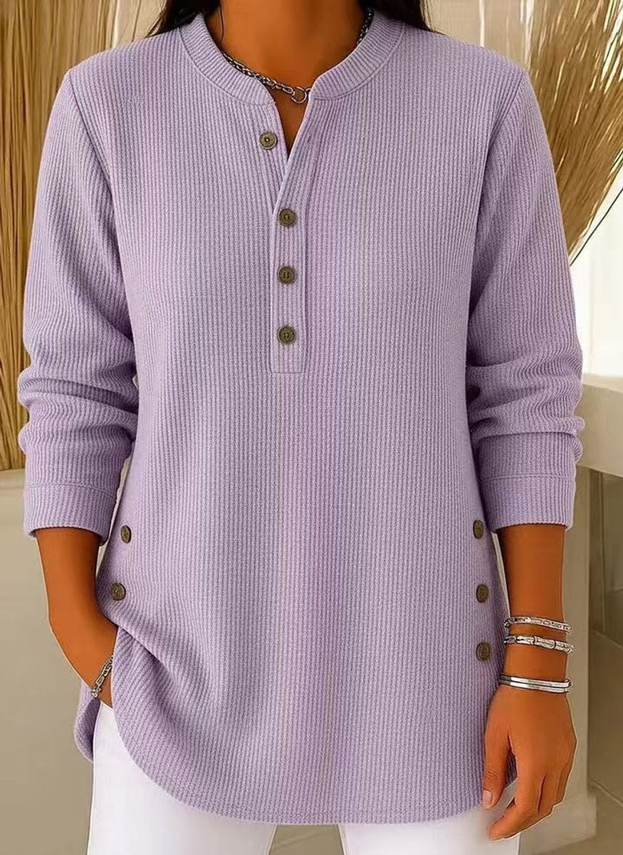 Women's Knit Henley Long Sleeve Tunic - Lavender