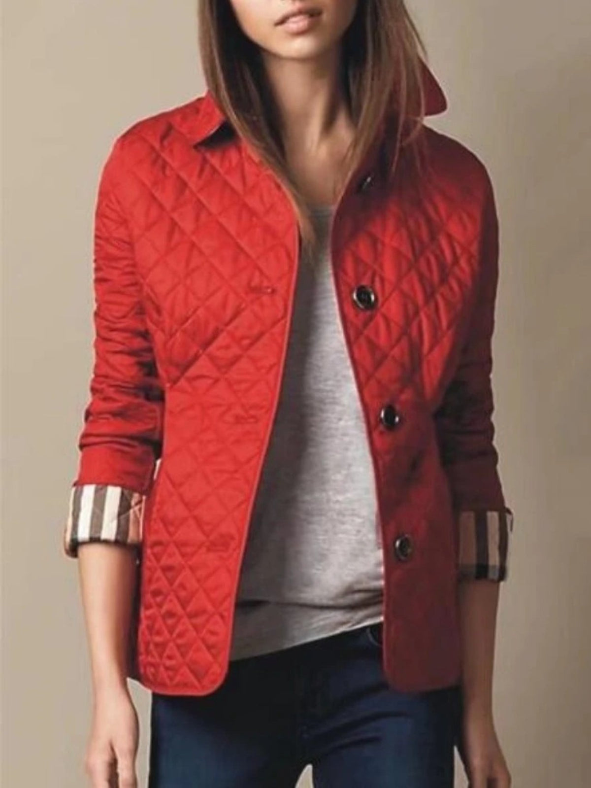 Women's Slim Quilted Puffer Jacket - Red