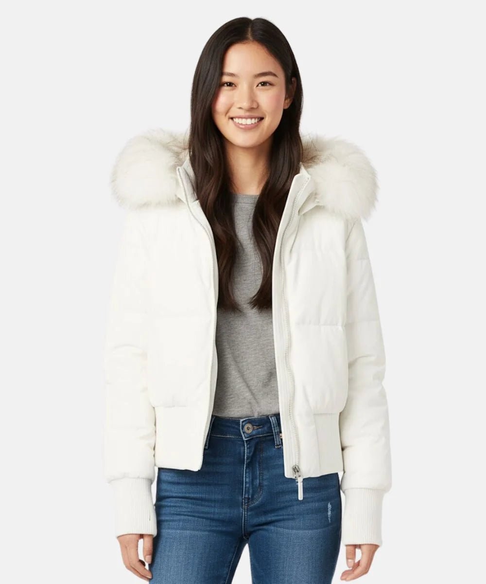 Women's Cropped Faux Fur Puffer Jacket