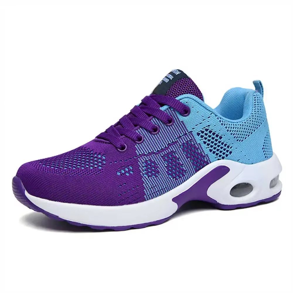 Women's Knit Running Lace-Up Platform Trainers - Blue Violet