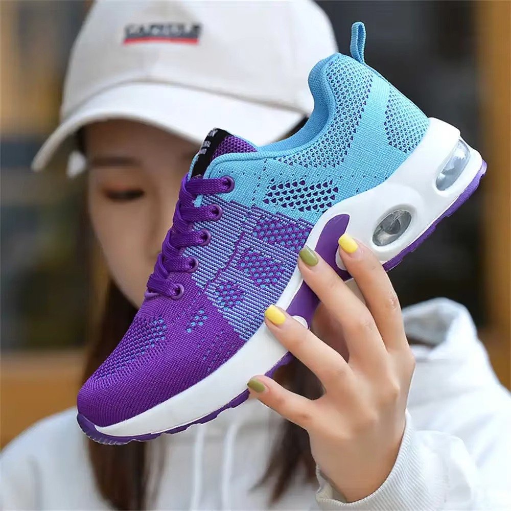 Women's Knit Running Lace-Up Platform Trainers