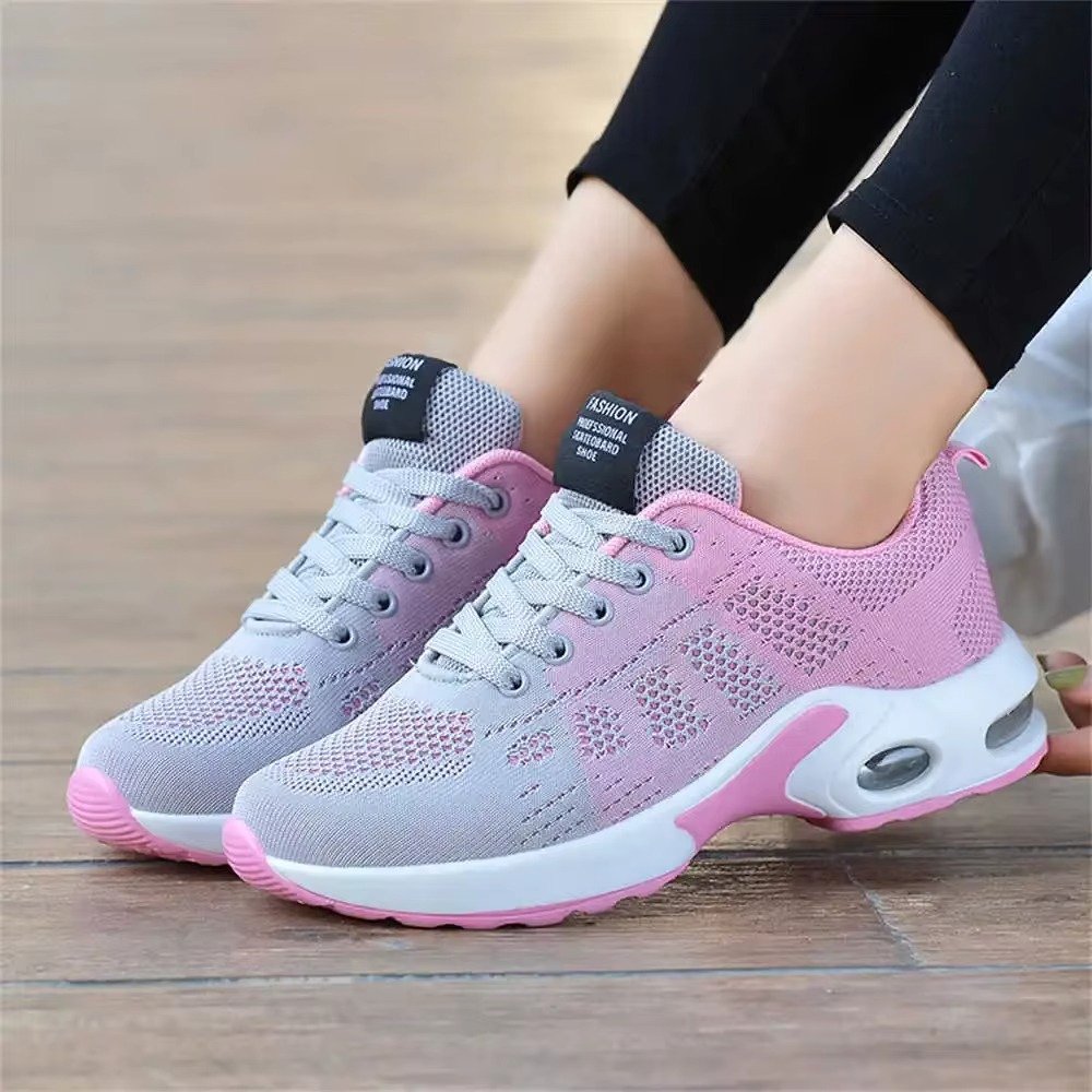 Women's Knit Running Lace-Up Platform Trainers