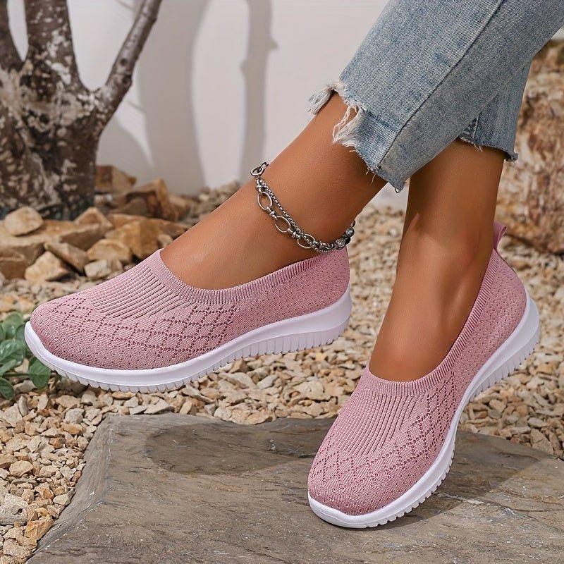 Women's Slip-On Knit Trainers - Pink