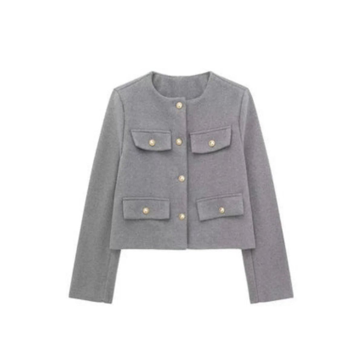 Women's Wool Cropped Jacket - Gray