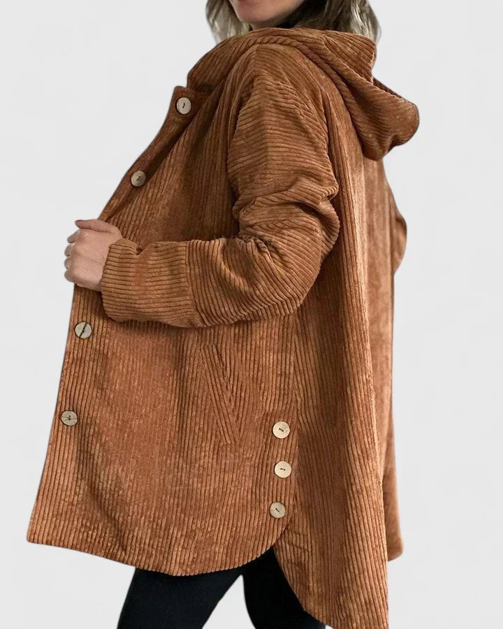 Women's Corduroy Hooded Longline Jacket