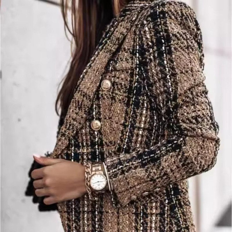 Women's Plaid Tweed Blazer
