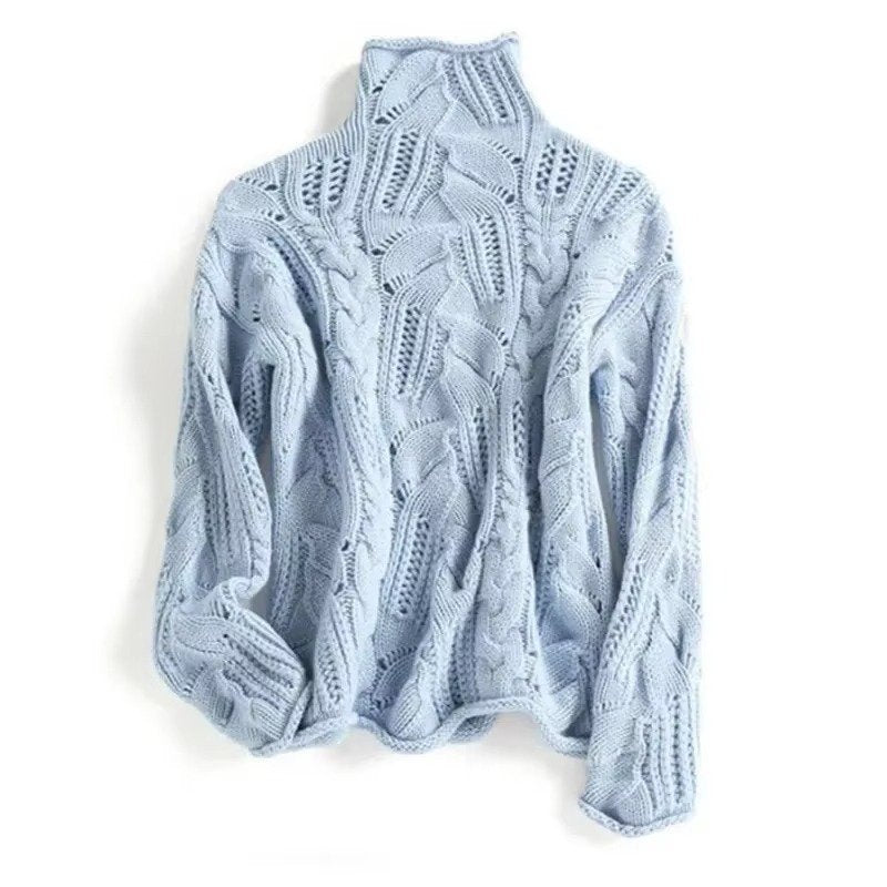 Women's Chunky Cable Knit Roll Neck Jumper