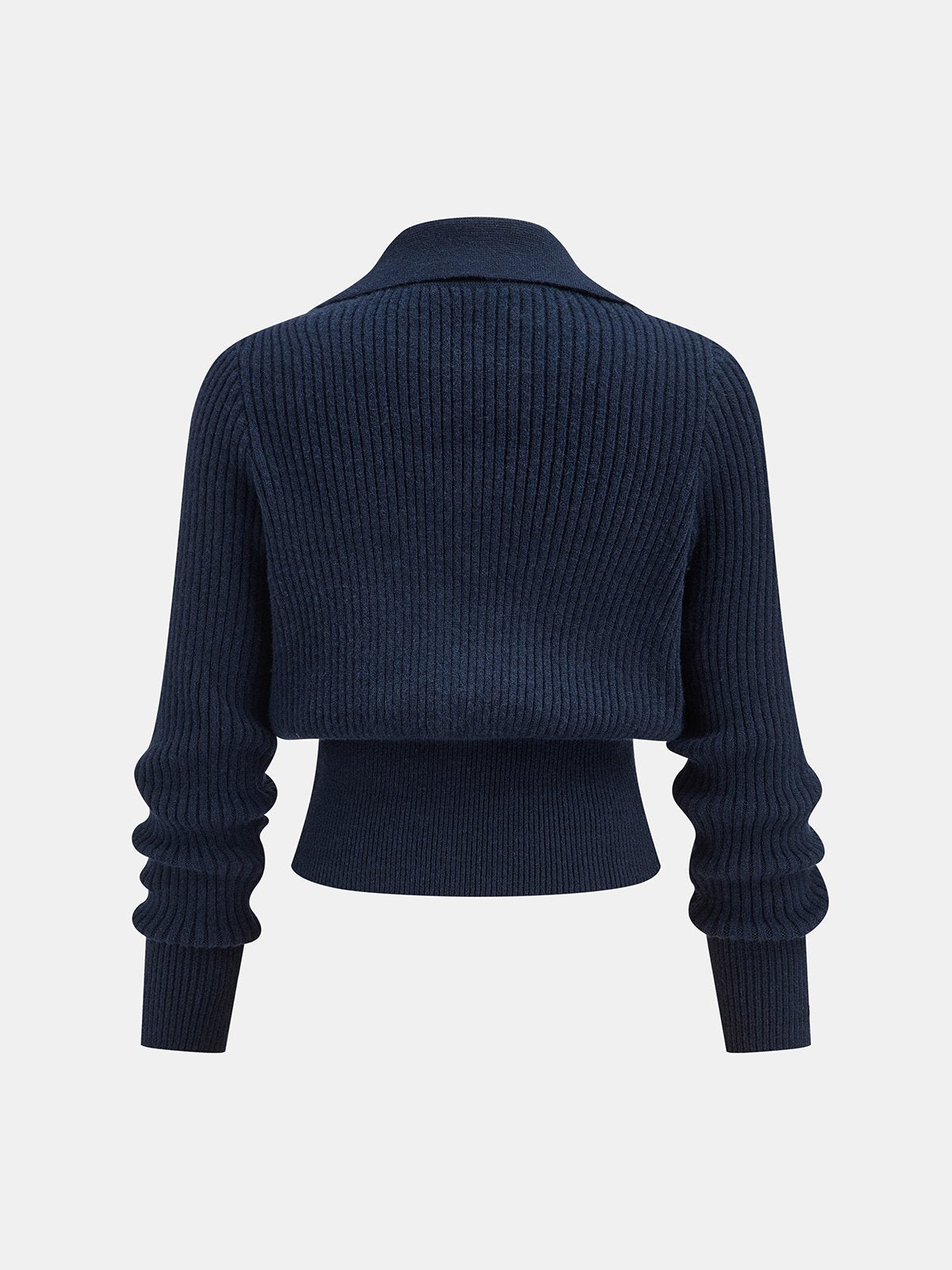 Women's Cropped Ribbed Wool Cardigan