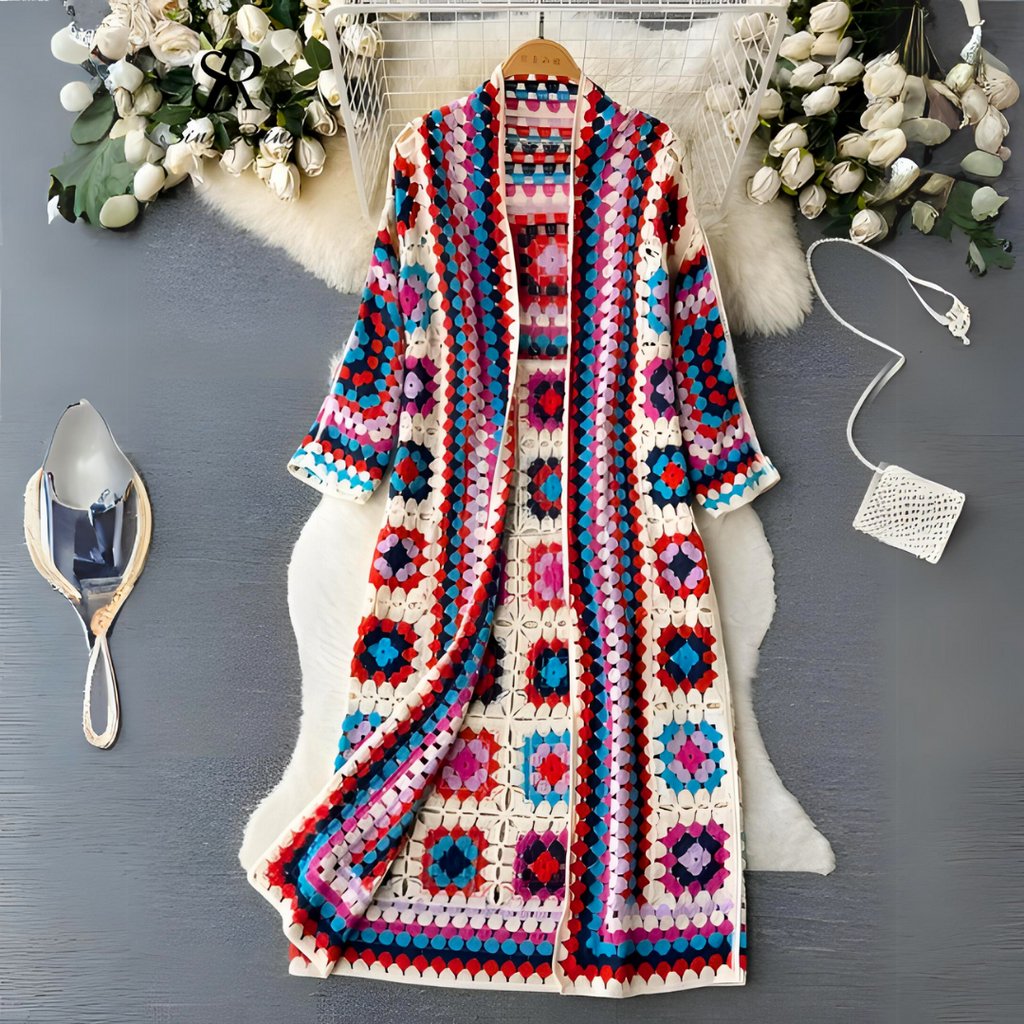 Women's Knit Longline Maxi Cardigan - Red