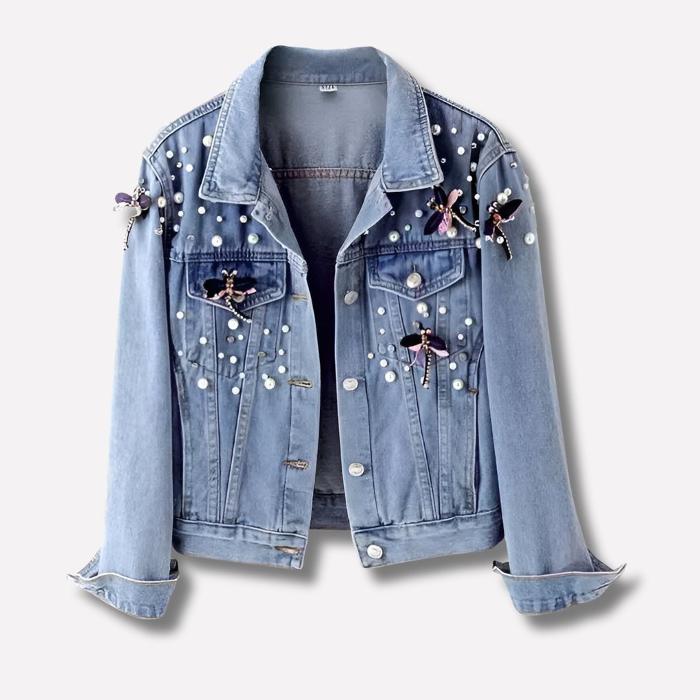 Women's Embellished Denim Cropped Jacket