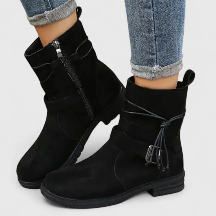 Women's Suede Ankle Boots - Black