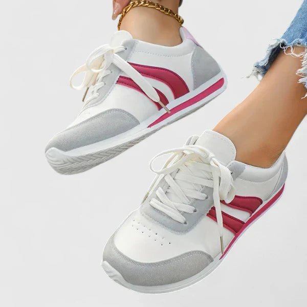 Women's Lace-Up Leather Trainers - Red