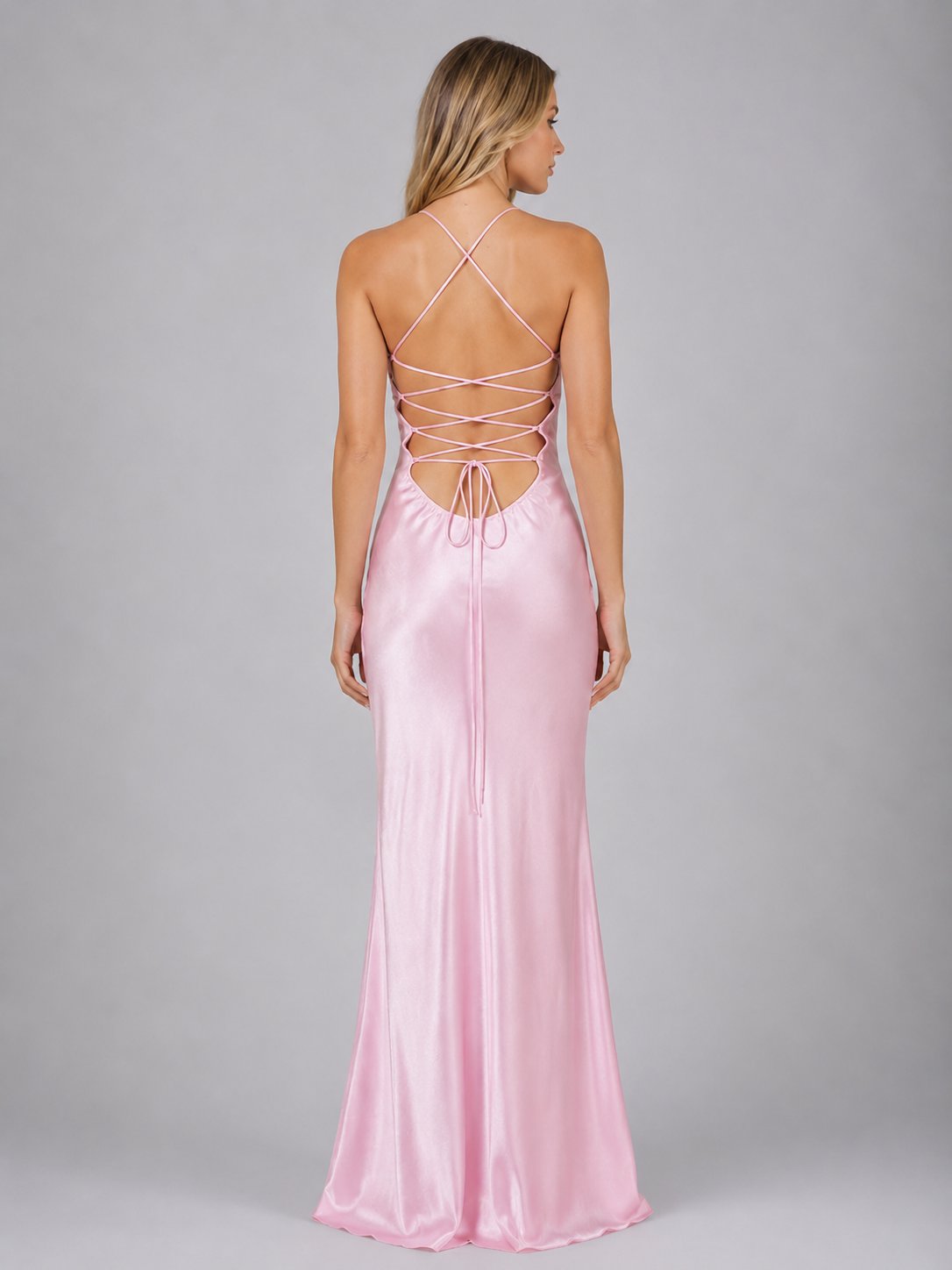 Women's Satin Halter Bodycon Maxi Party Gown