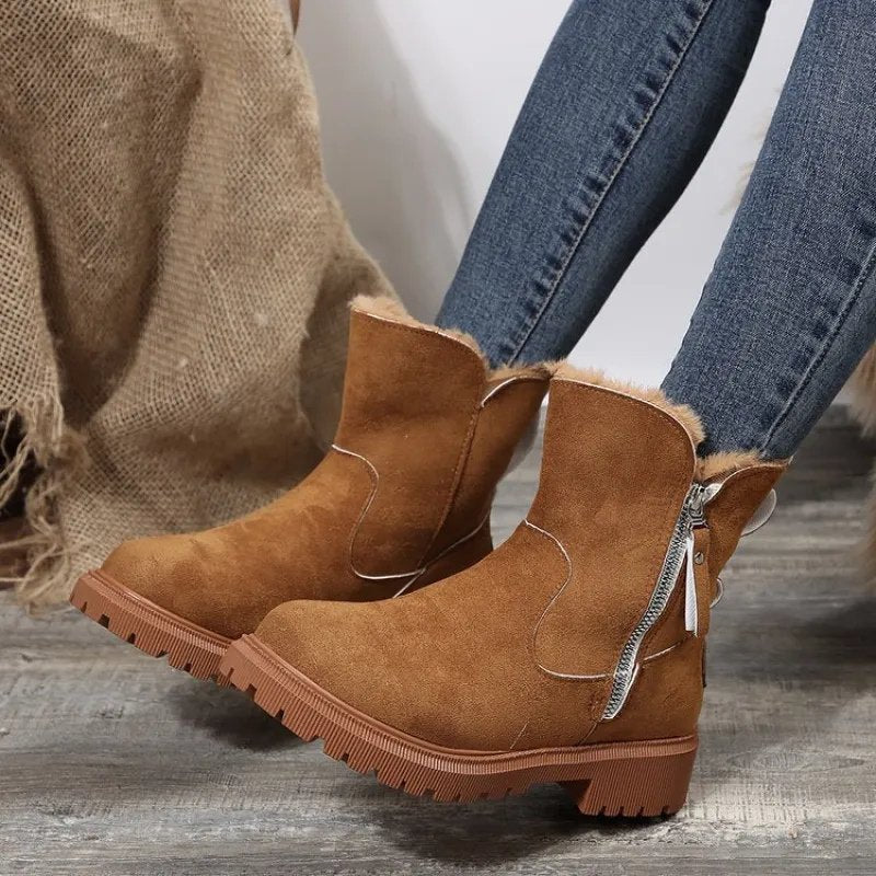 Women's Suede Ankle Boots - Brown