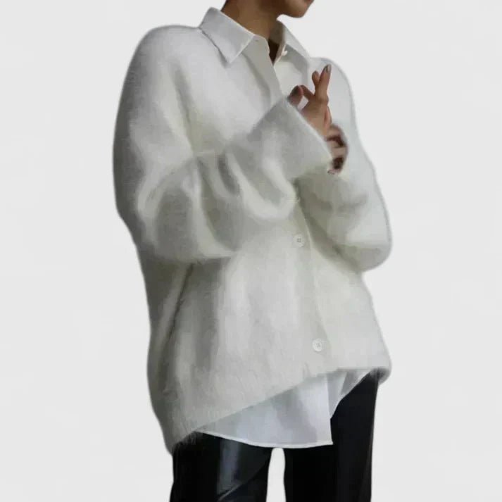 Women's Oversized V-Neck Cardigan - White