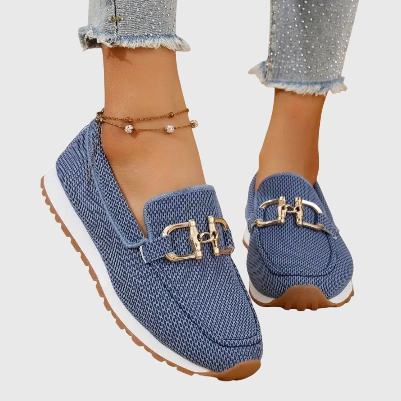 Women's Knit Platform Slip-On Trainers - Blue