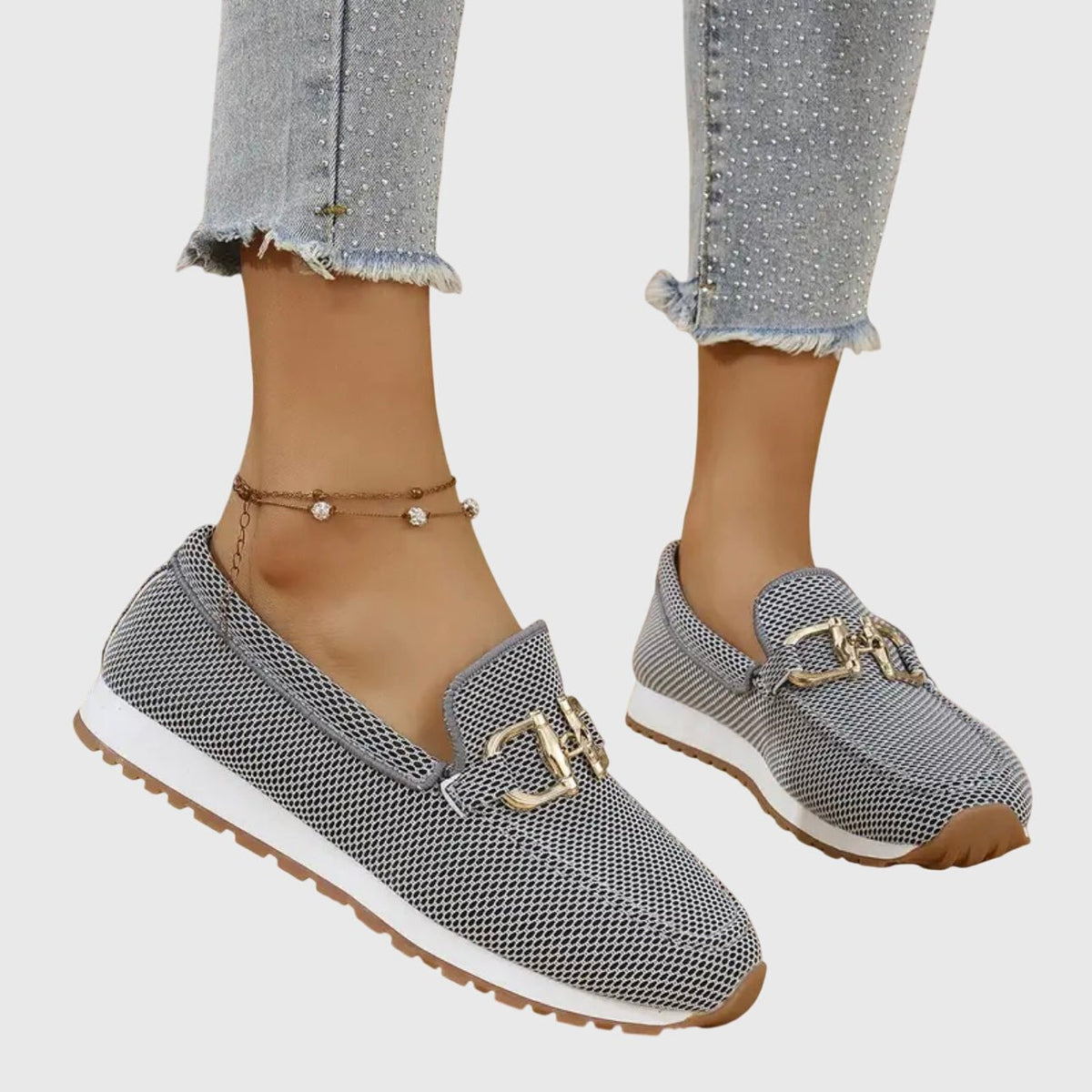 Women's Knit Platform Slip-On Trainers - Gray
