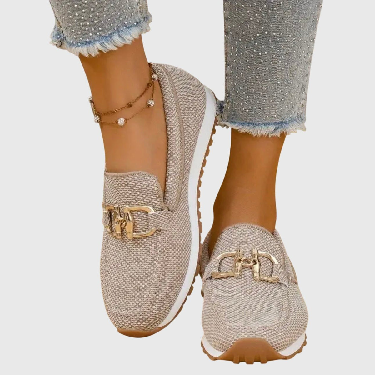Women's Knit Platform Slip-On Trainers - Beige