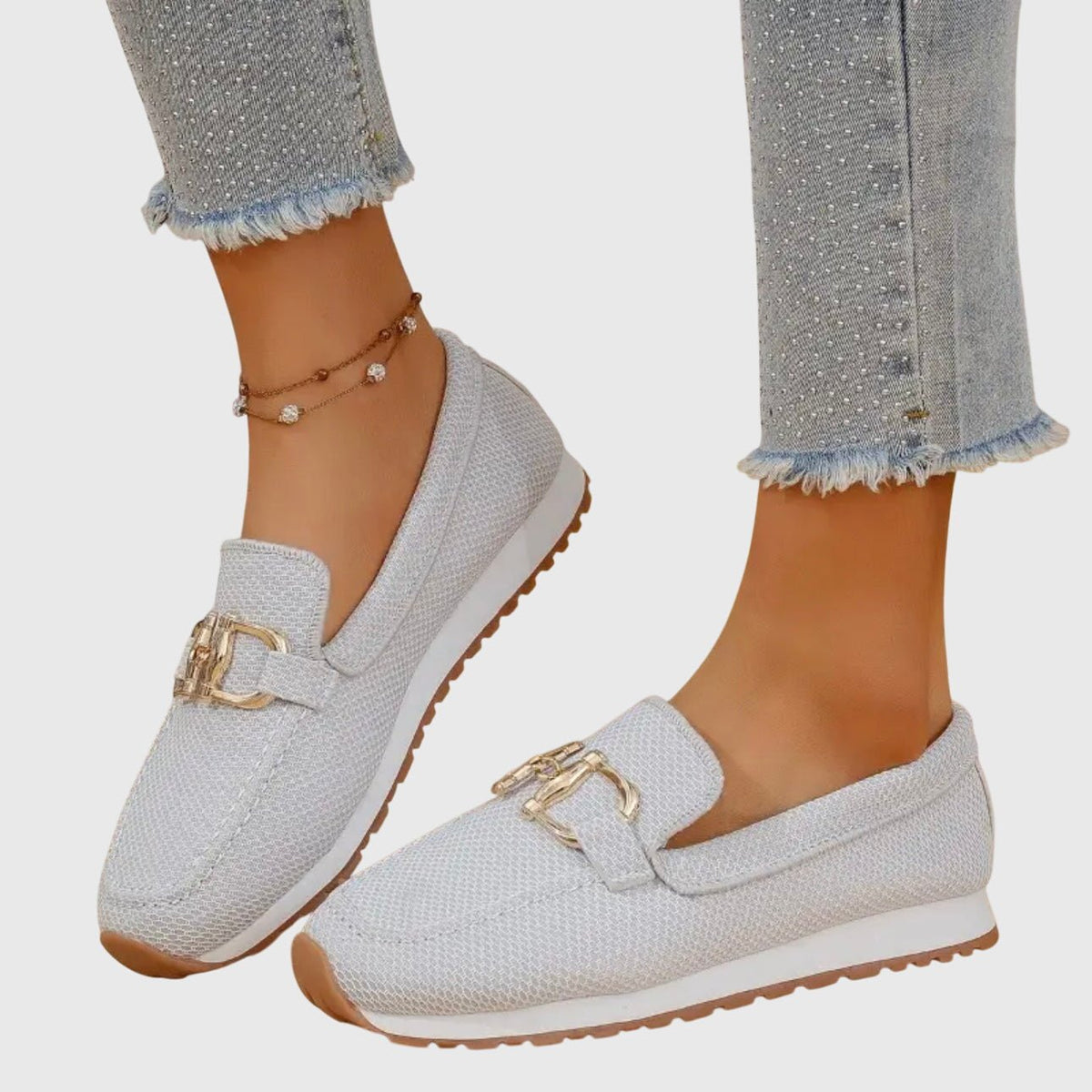 Women's Knit Platform Slip-On Trainers - White