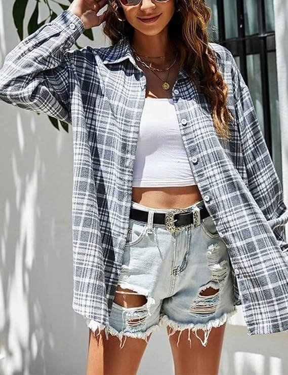 Women's Oversized Plaid Flannel Shacket