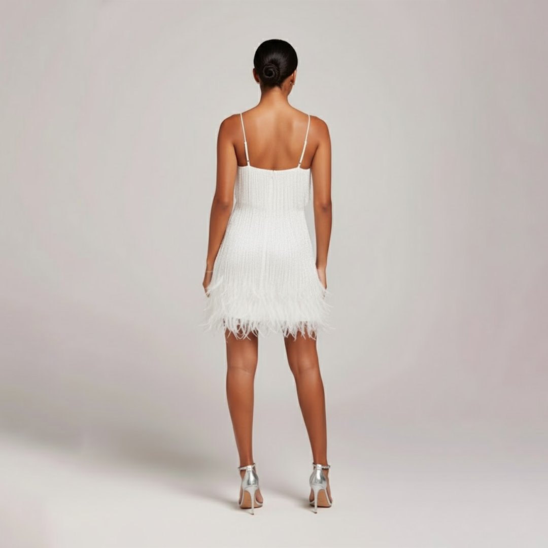 Women's Beaded Fringe Mini Party Dress