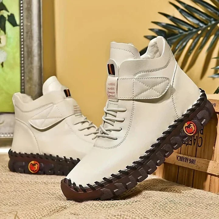 Women's High-Top Winter Ankle Boots - Beige