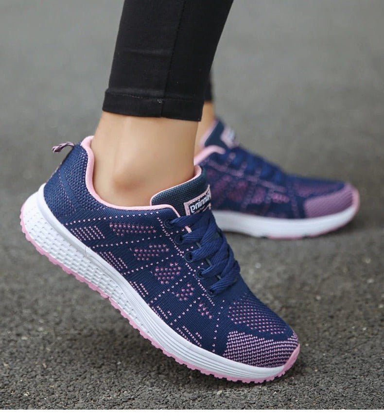 Women's Knit Running Lace-Up Trainers - Blue