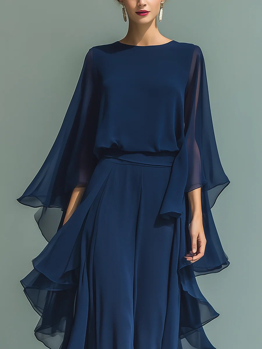 Women's Formal Chiffon Maxi Party Gown - 12/14 (L)