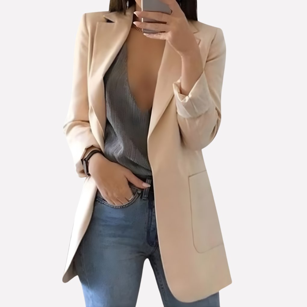 Women's Oversized Longline Blazer - Apricot