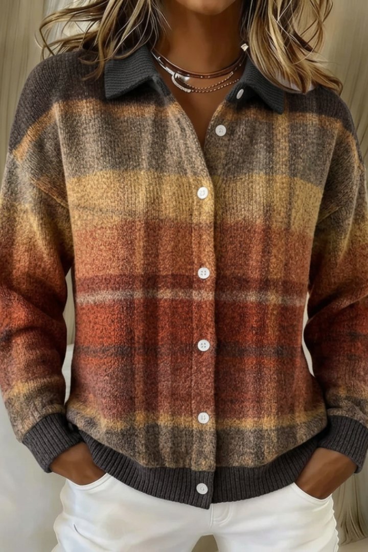 Women's Oversized Plaid Cardigan - MultiColor