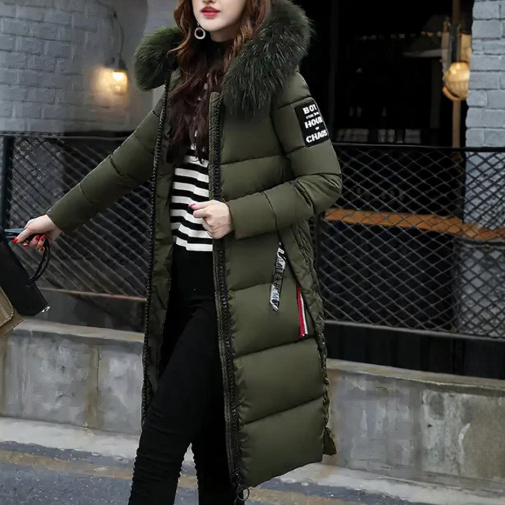 Women's Midi Longline Puffer Coat - Green
