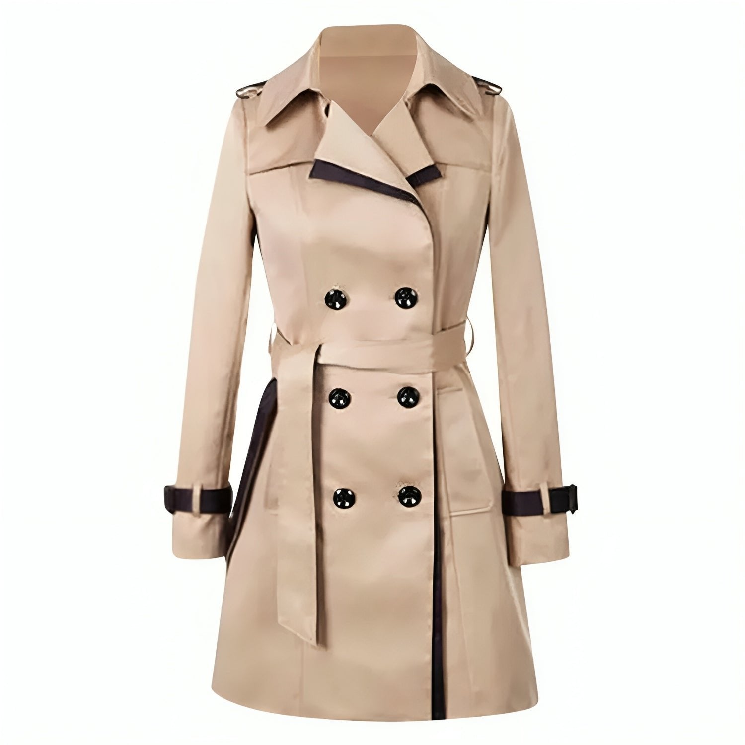 Women's Double-Breasted Trench Coat - Khaki