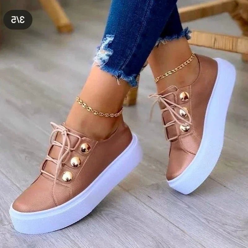 Women's Faux Leather Platform Lace-Up Trainers