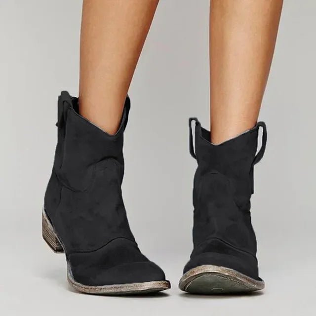 Women's Suede Western Cowboy Ankle Boots