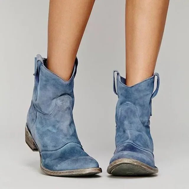 Women's Suede Western Cowboy Ankle Boots