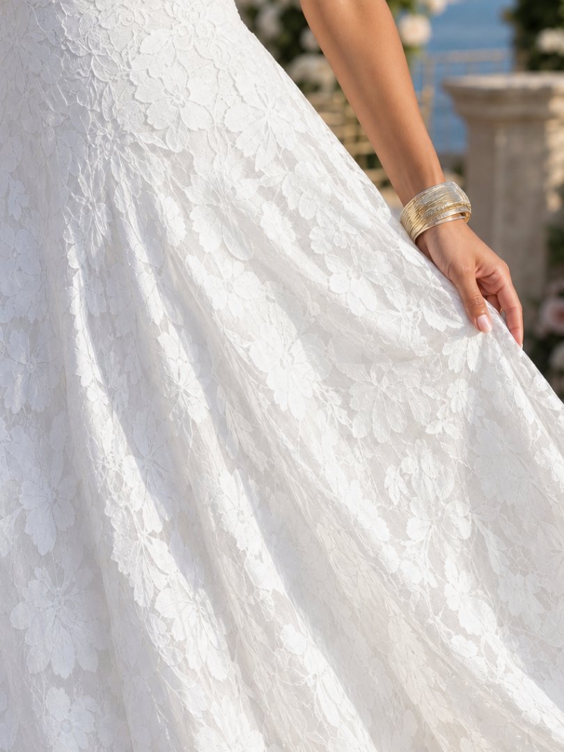 Women's Floral Evening Lace Party Gown