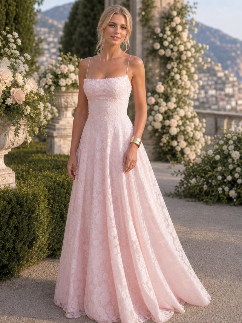 Women's Floral Evening Lace Party Gown